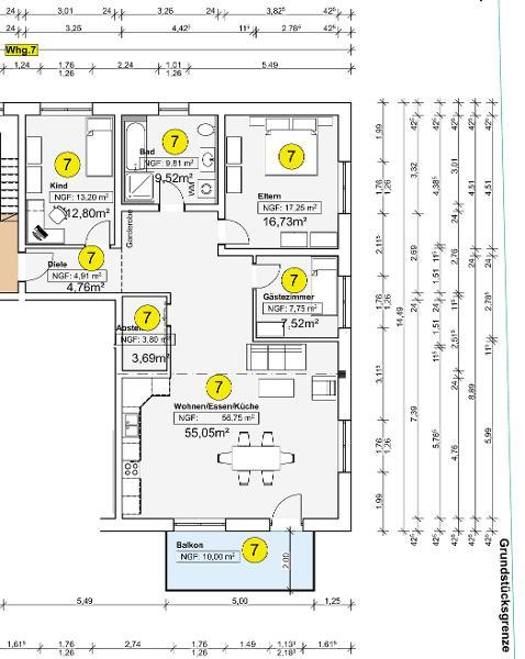 4 Zi. Neubauwohnung (Nr. 7) im OG mit Balkon - Foto 1