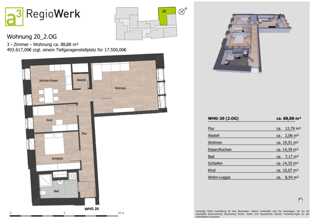 Grundriss Whg. Nr. 20