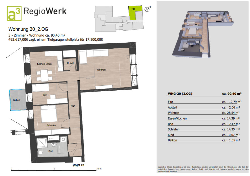 Grundriss Whg. Nr. 20