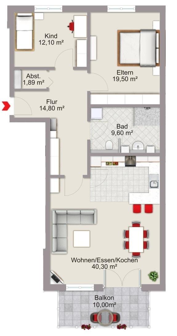 Grundriss Wohnung 9