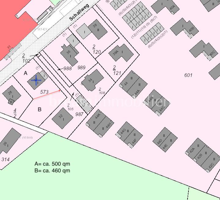 Grundstück B mögliche Aufteilung Skizze V1