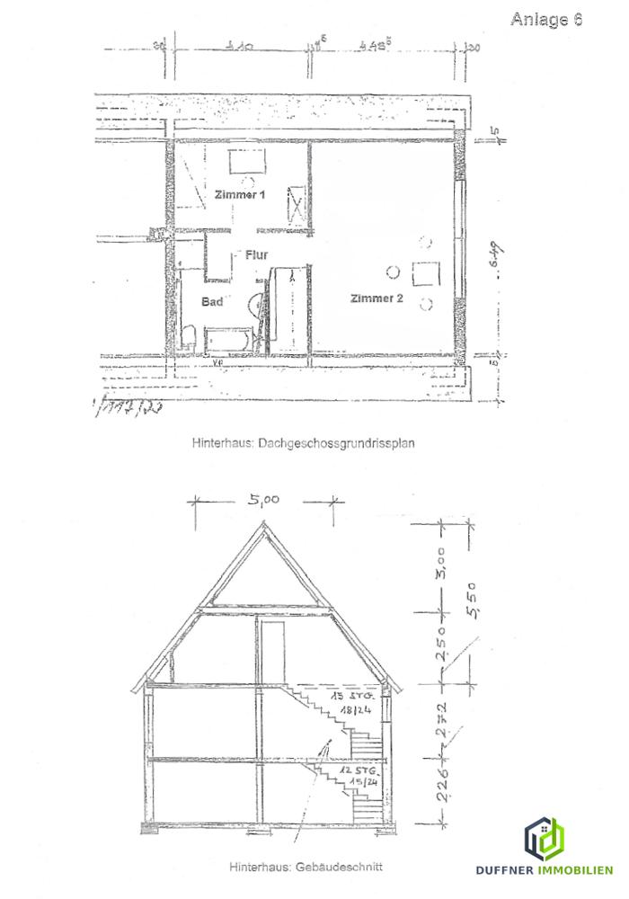 SE 2 Hinterhaus - 2 DG Gebäudeschnitt 2Ebenen