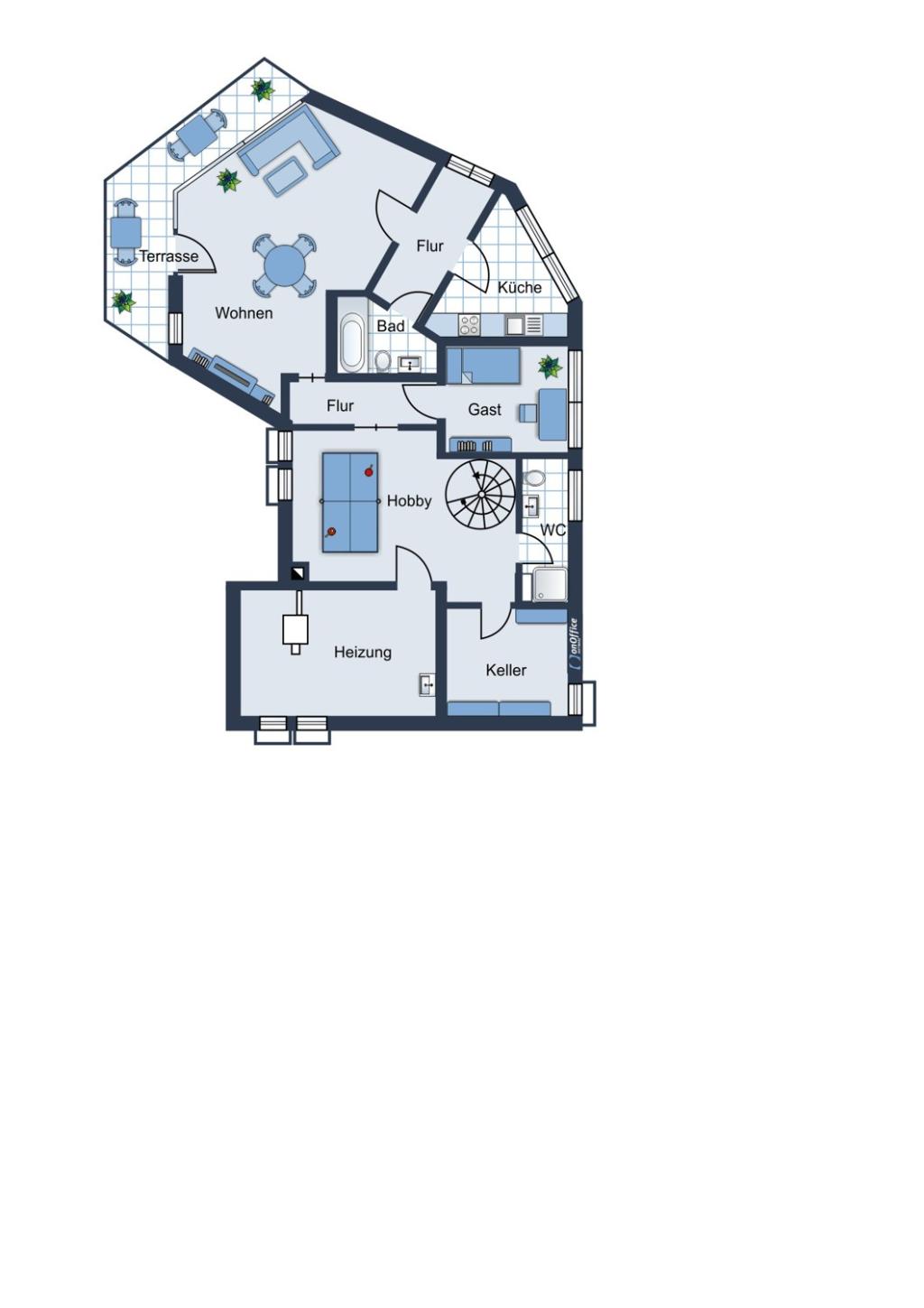Grundriss Keller und Einliegerwohnung