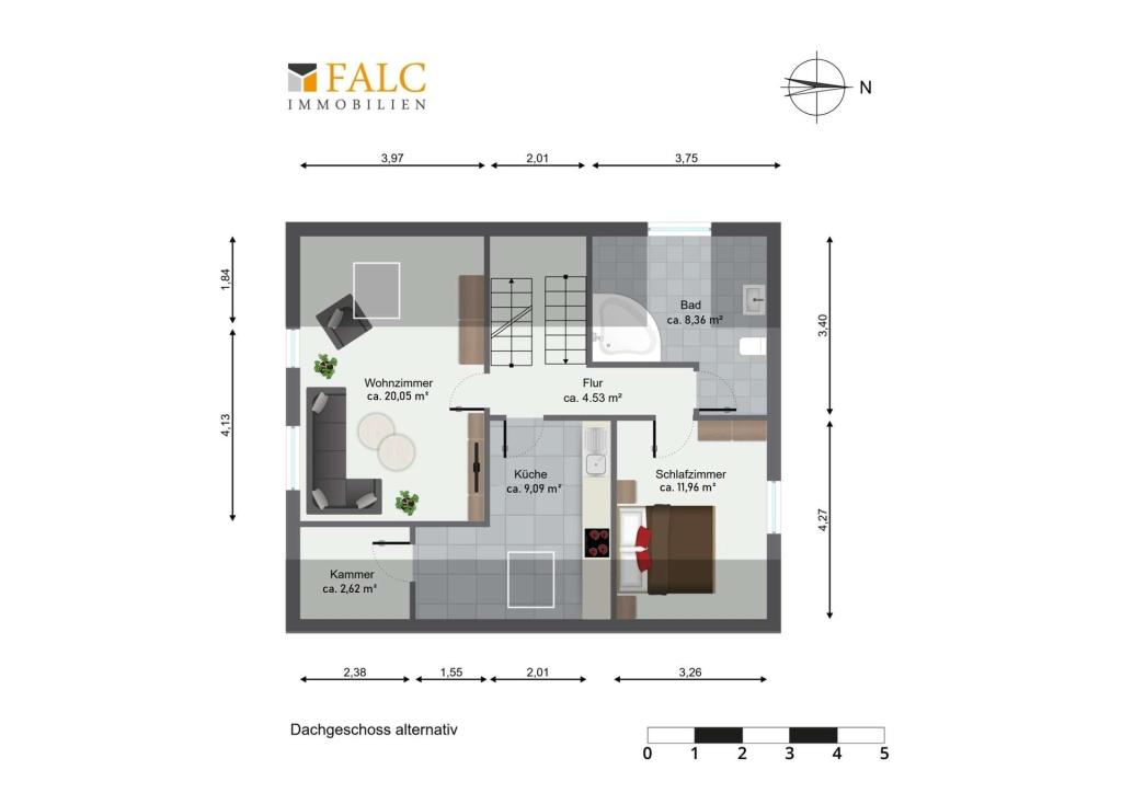 Grundriss Dachgeschoss alternativ
