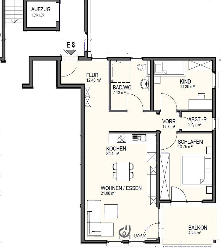 Grundriss 2.OG Whg.9/Einh 8