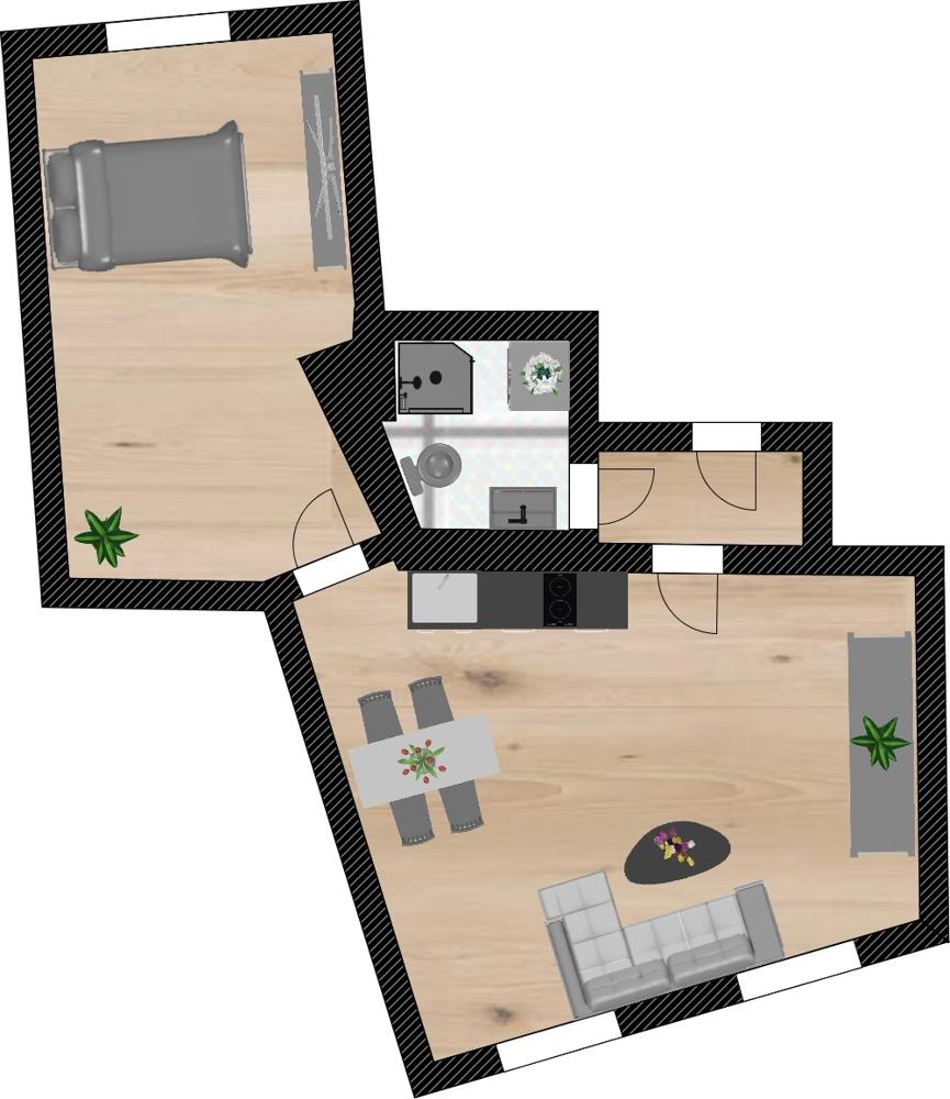 Perfekte Raumaufteilung 2-Zimmer-Wohnung mit Küchenzeile und Duschbad - Photo 5
