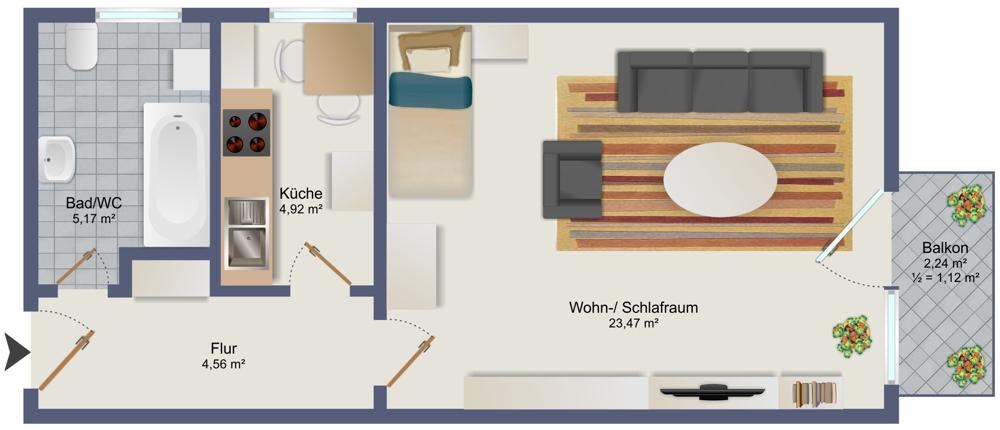 1-Zimmer-Appartement mit Balkon und traumhaften Blick - Foto 2