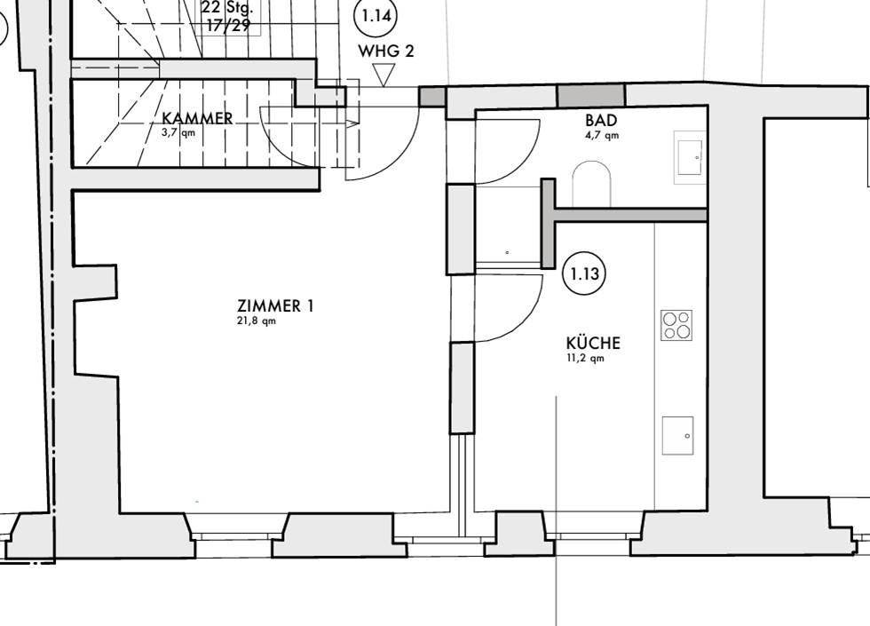 Kompakte 2-Zimmer-Wohnung mit separater Küche und Abstellraum in Passau - Foto 2