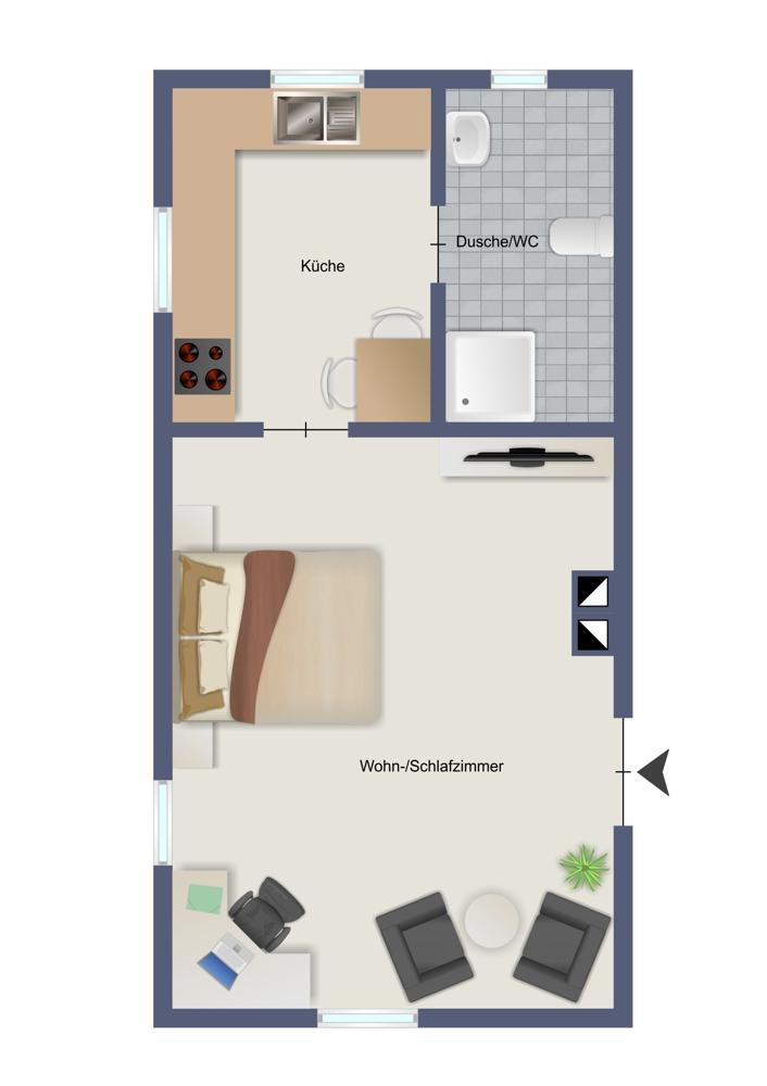 Passau-Hals: 1-Zimmer-Wohnung mit separater Küche und Duschbad – total neu renoviert - Erstbezug - Photo 2