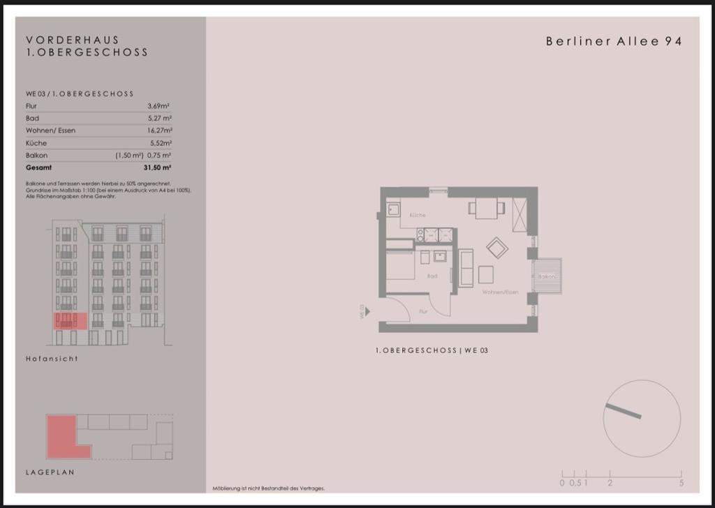 Möblierte 1-Zimmer-Neubauwohnung mit Balkon in Berlin-Weißensee – Erstbezug 2025 - Photo 2