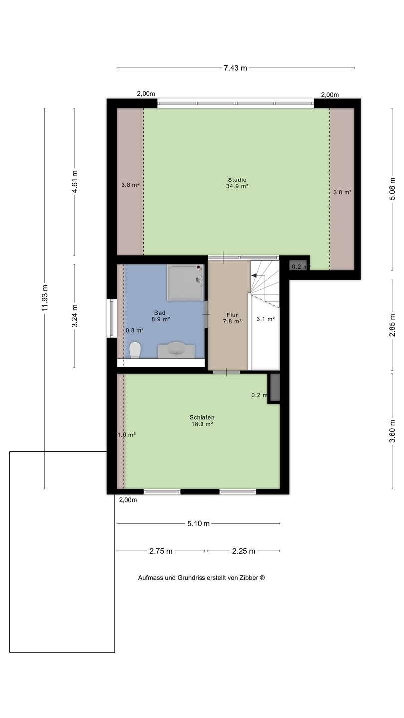bemaßter Grundriss OG