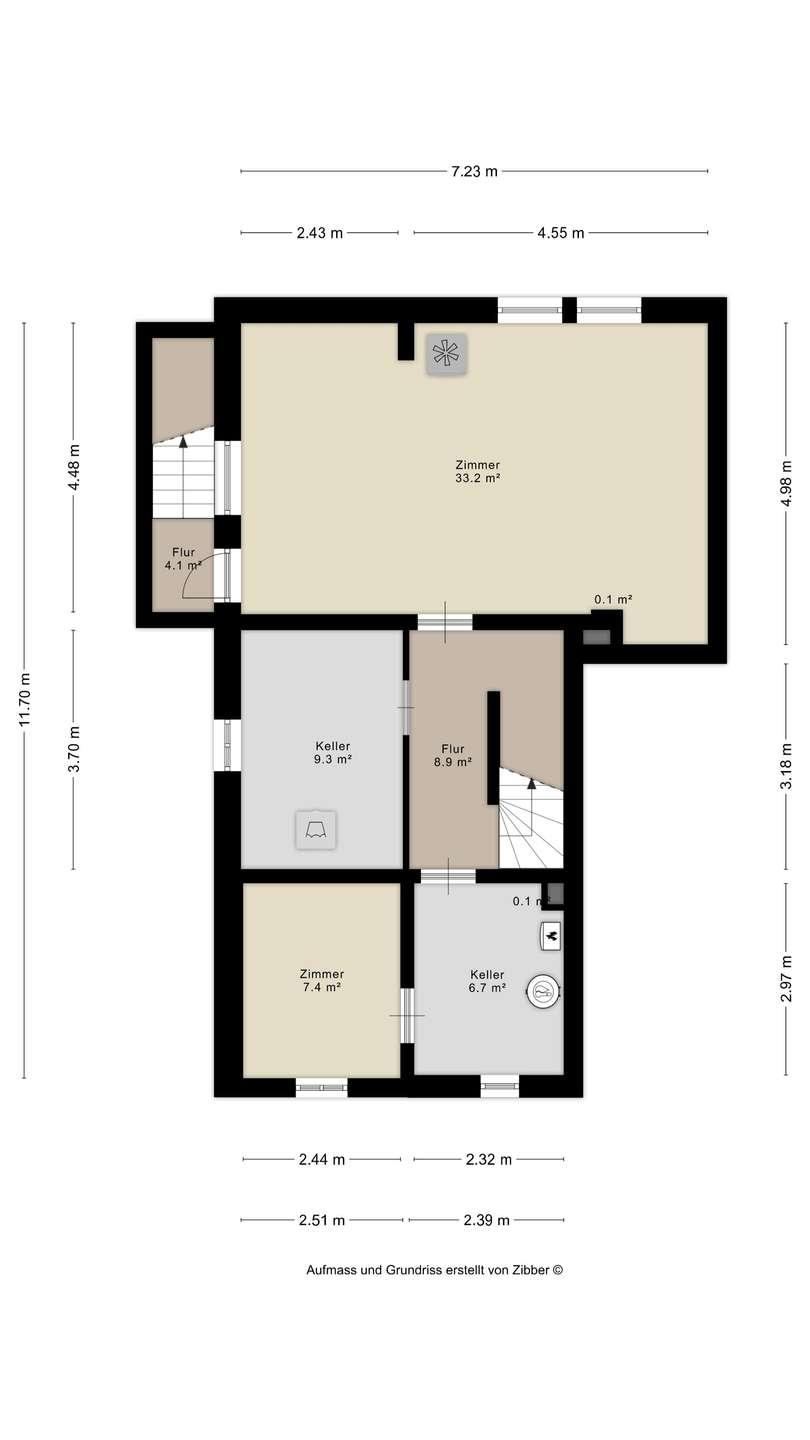 bemaßter Grundriss Keller