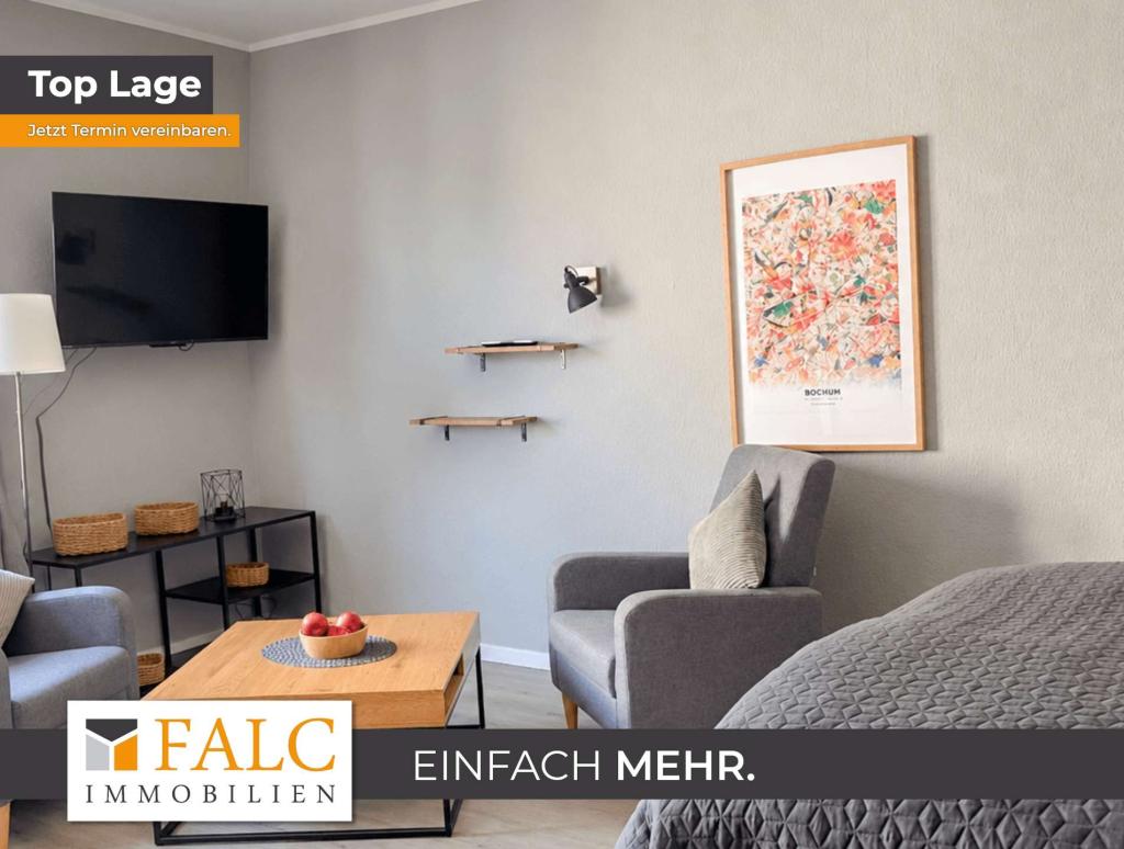 Modern möblierte 1-Zimmer-Wohnung mit Einbauküche in zentraler Lage von Bochum - Foto 1