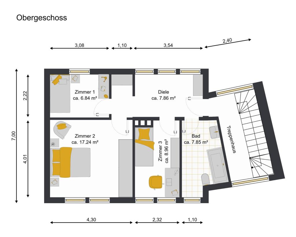 Grundriss OG gemäß Bauplan (Abweichungen möglich)