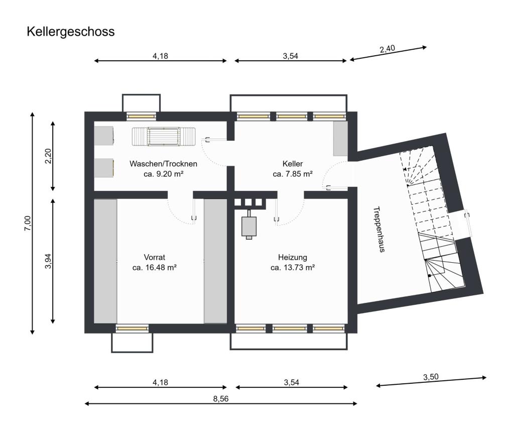 Grundriss KG gemäß Bauplan (Abweichungen möglich)