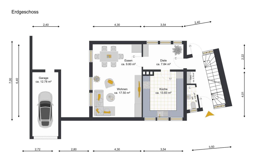 Grundriss EG gemäß Bauplan (Abweichungen möglich)