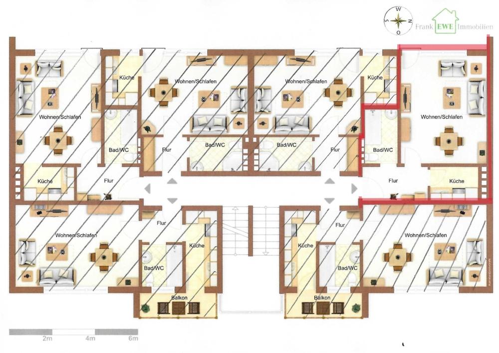 Grundriss, 1-Raum-Appartement zum Kauf in Düsseldorf Holthausen, Frank Ewe Immobilienmakler Düsseldorf Hassels