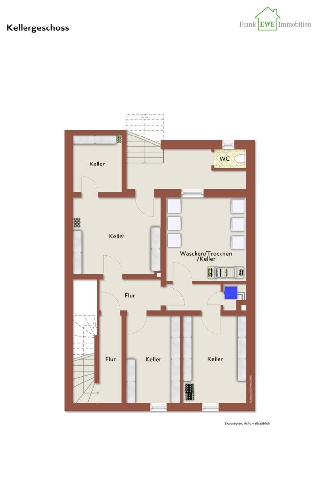 Grundriss KG, immoG low, Mehrfamilienhaus zum Kauf in Düsseldorf Wersten, Frank Ewe Immobilienmakler Düsseldorf Hassels