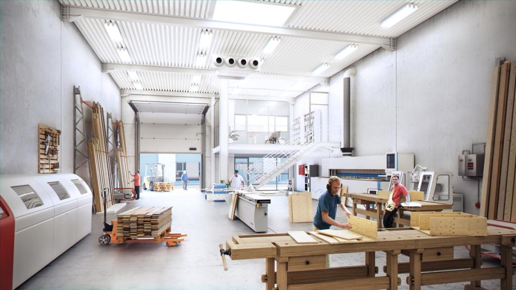 Ausbaubeispiel der Gewerbefläche zur Werkstatt