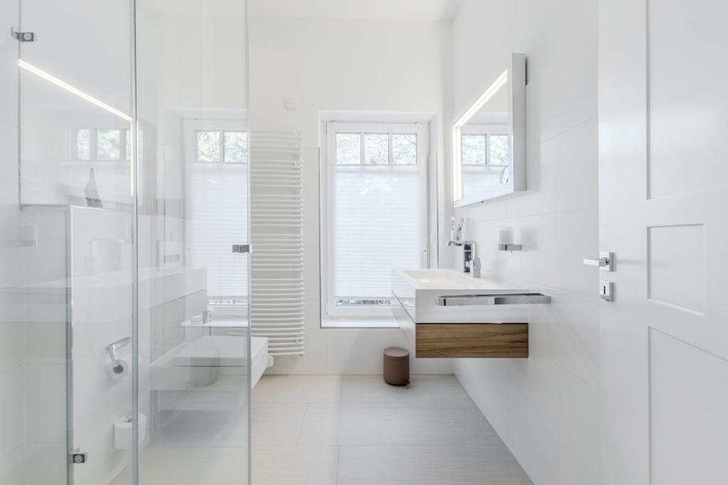 Gäste-WC mit angenehmer Größe und Dusche