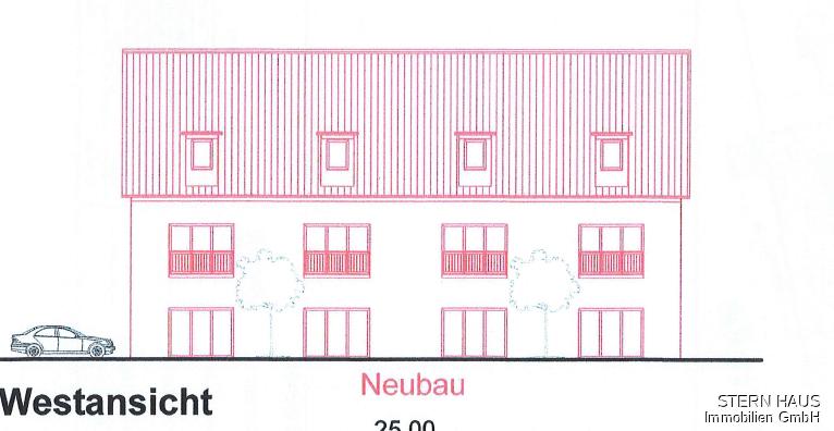Westansicht genehmigte Bauvoranfrage Mehrfamilienhaus 