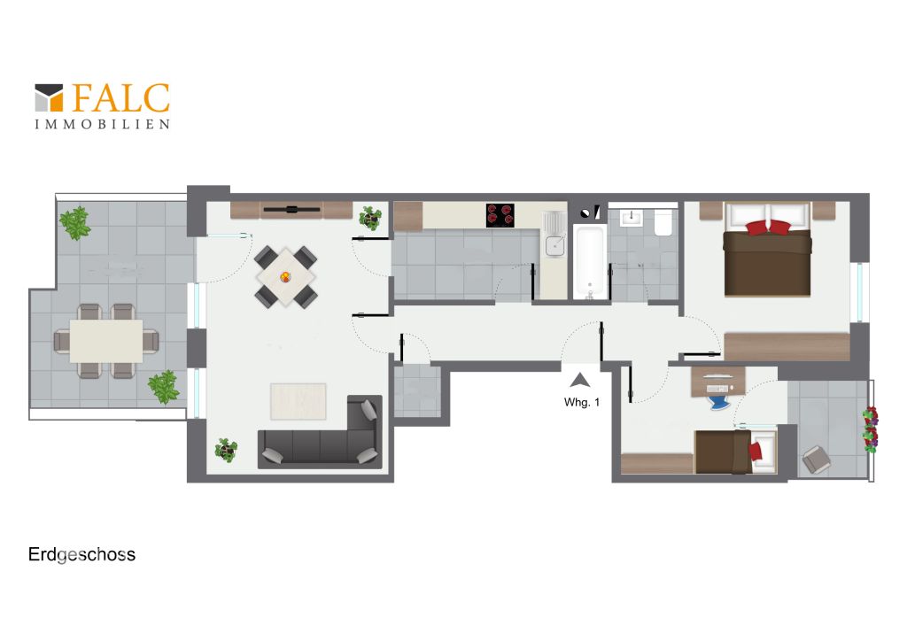 3-Zimmer-Erdgeschosswohnung mit Garten und Terrasse, Balkon, Kamin, Einbauküche & optionaler Garage - Photo 1