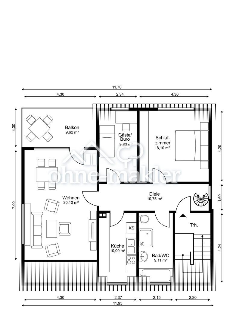 Ruhige 4-Zimmer-Maisonette Whg in 2-Fam. Haus, Dreieich-Sprendlingen, Balkon, Klimatisiert - Photo 5