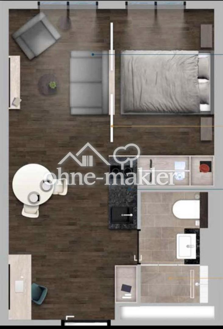 voll möbliertes 1,5 Zimmer Apartment im 10.OG & Fitnessraum - Photo 3