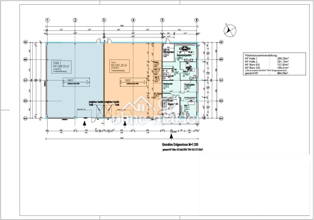 Grundriss Halle 1