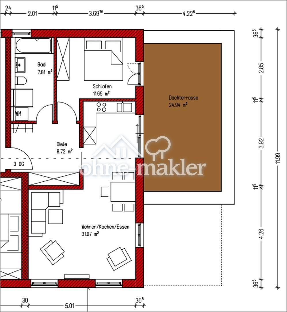 Bestlage Traunstein! Exklusive 2 Zimmer-Wohnung mit großer Dachterrasse, Neubau - Foto 2