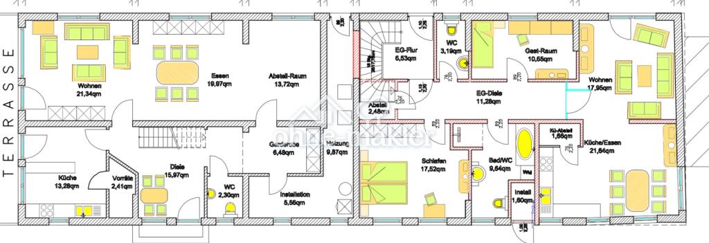 Grundriss EG, Whg li. Bestand