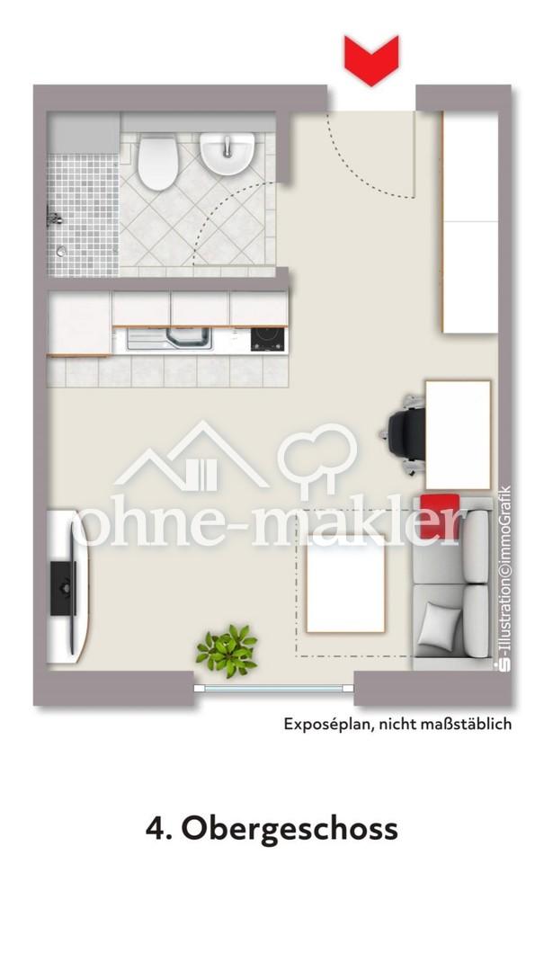 Exklusive möblierte 1-Zimmer Wohnung direkt in der Innenstadt - Foto 5