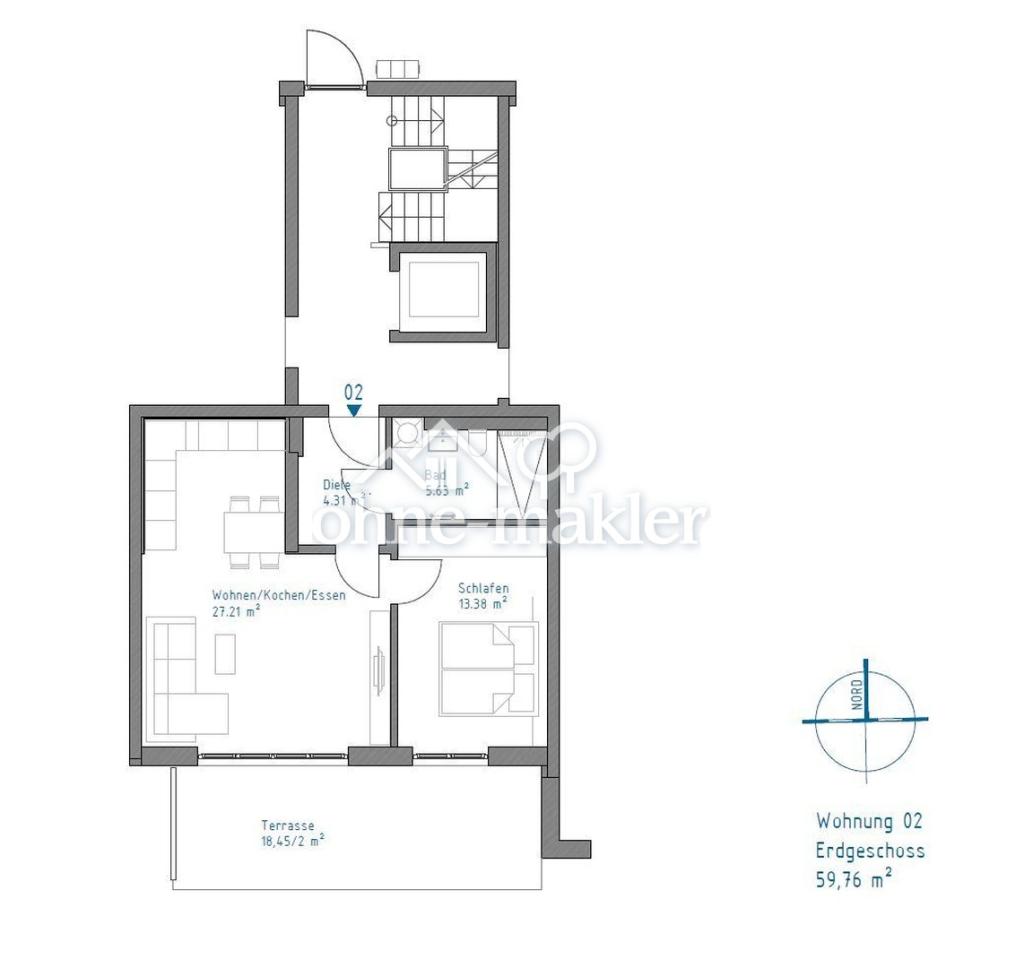 Neubau - freundliche 2-Zimmer-Wohnung mit Garten - Photo 2