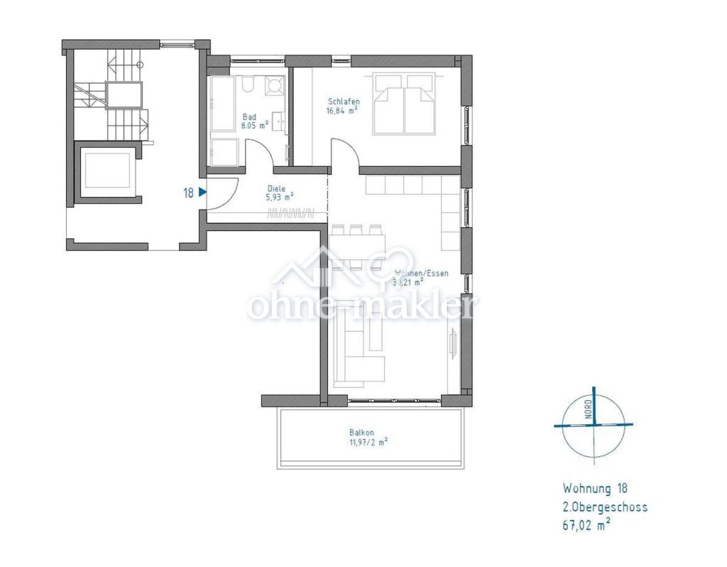 Neubau - freundliche 2-Zimmer-Wohnung mit Balkon - Foto 2