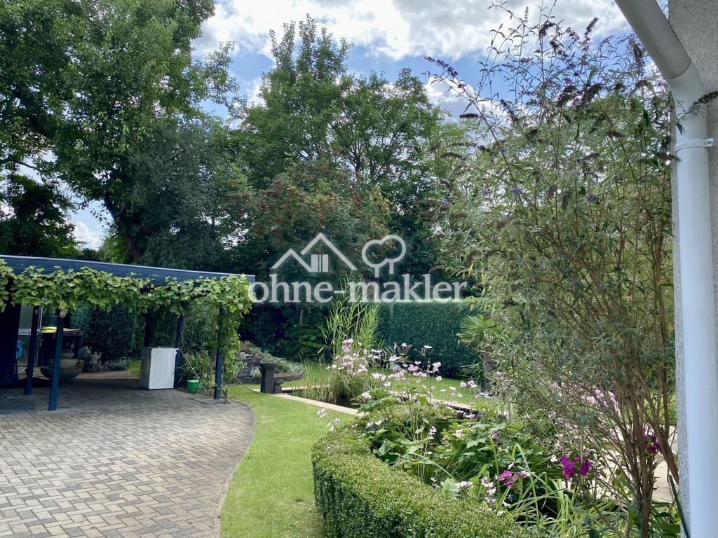 Blick auf Carport und Garten