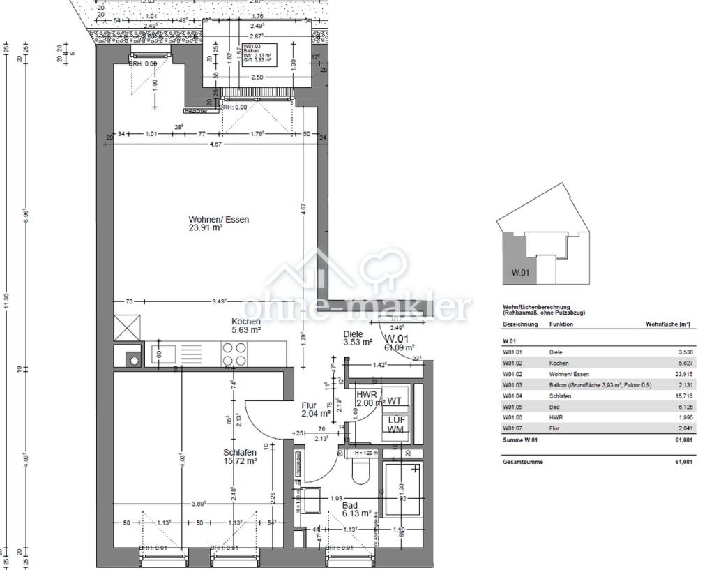 Grundriss der Wohnung 