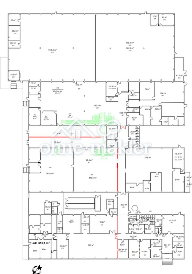 Grundriss Halle 1-4 ca. 6900qm