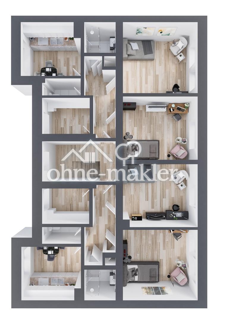 Grundriss Etage m. 2 Wohnungen