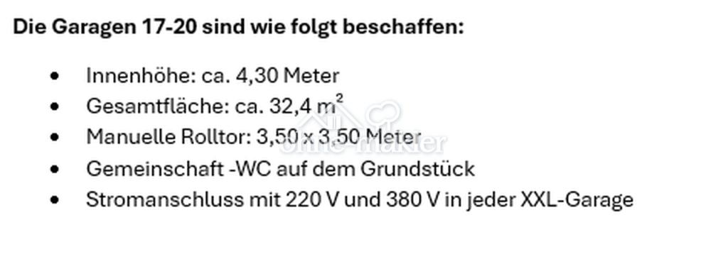 Garagen 18-20 Eckdaten