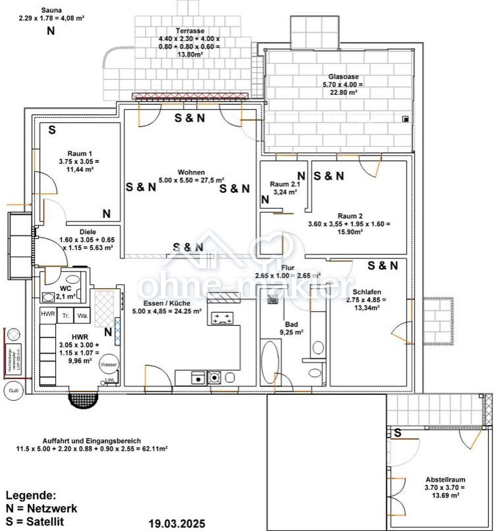 Grundriss mit m²