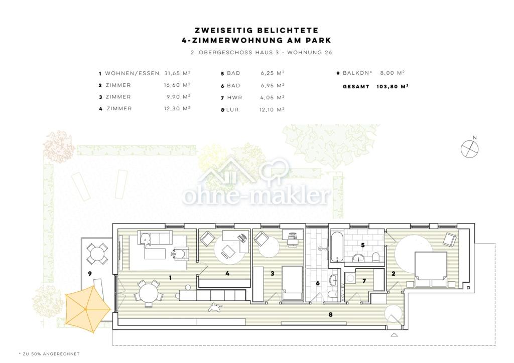 Neubau-Erstbezug: Süd-West-Dachgeschosswohnung mit Balkon, Stellplatz & Aufzug - Photo 3