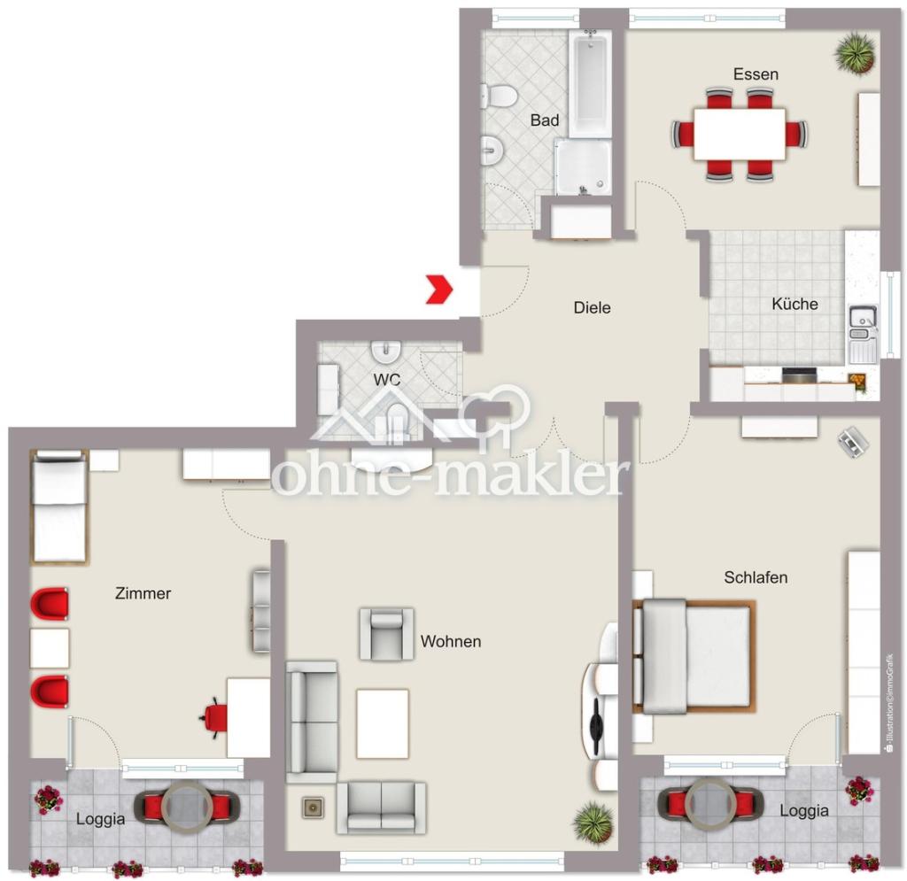 Lichtdurchfluteter Wohntraum im Zentrum: 3,5 Zimmer auf 123 m² mit 2 Balkonen, EBK und Garage - Foto 3