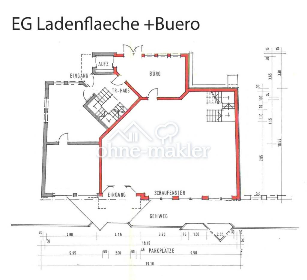 Grundriss EG Laden + Buero