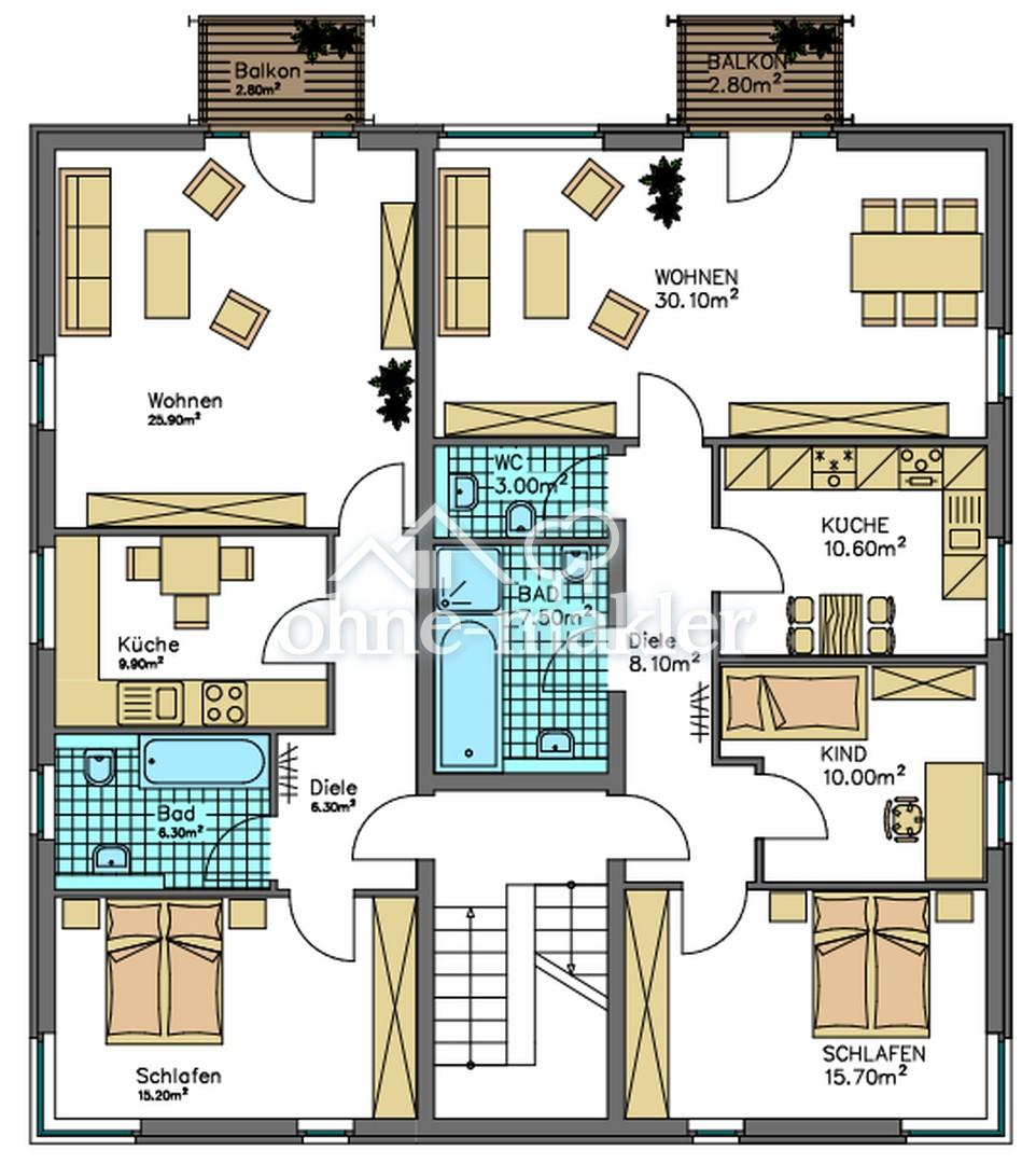 1.+2. Obergeschoss Haus 1+2