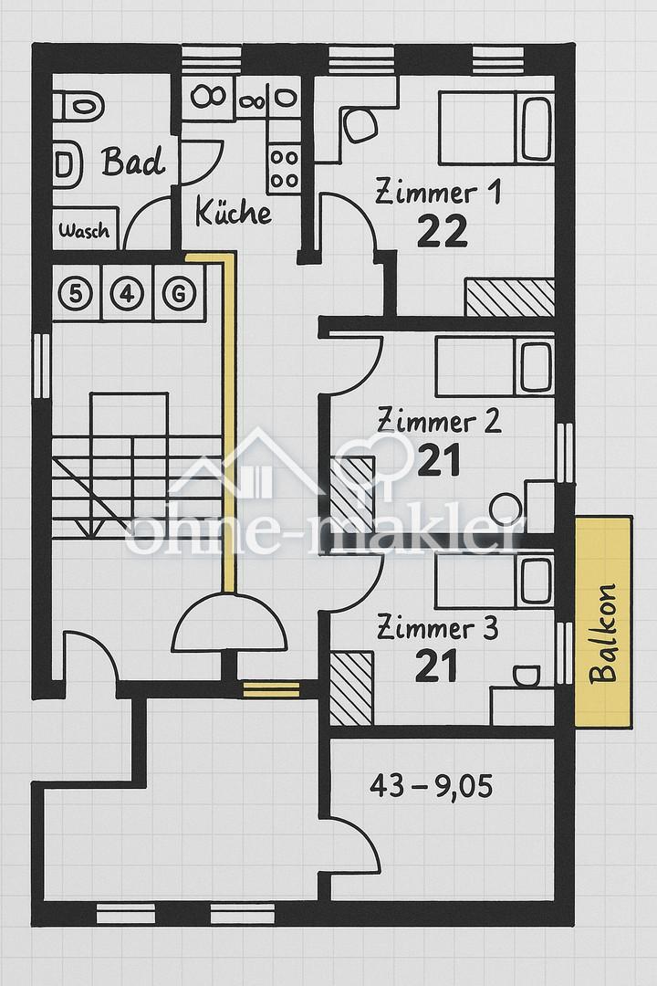 Kapitalanlage Dreizimmerwohnung,saniert und vermietet