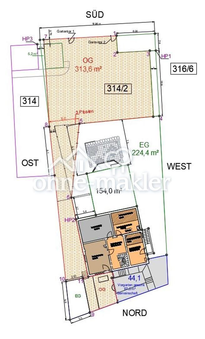 Fläche Wohnung+Gartenanteil