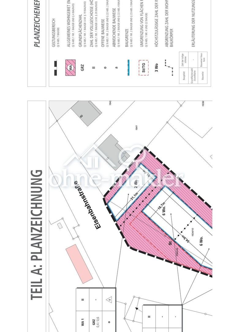 Auszug B-Plan - Maße Baufeld 
