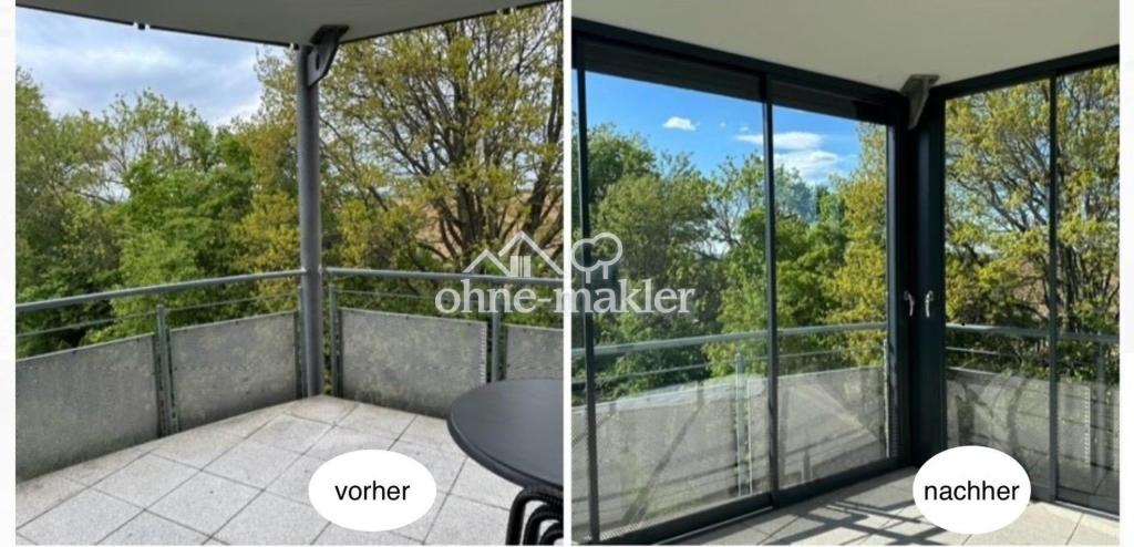 Balkon vor und nach Verglasung