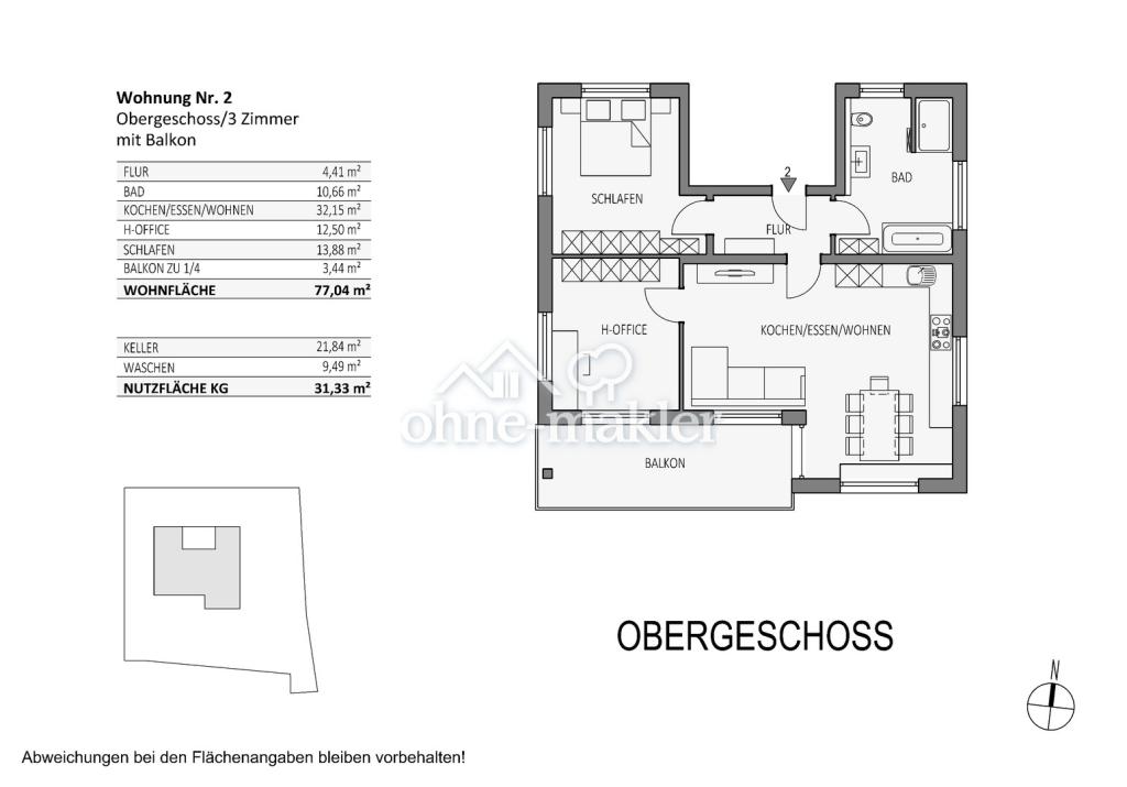 Grundriss WE2 - Obergeschoss 