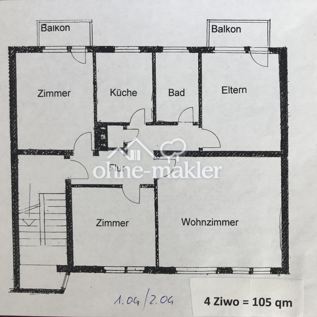 Grundriss Wohnung 1. OG +2.OG